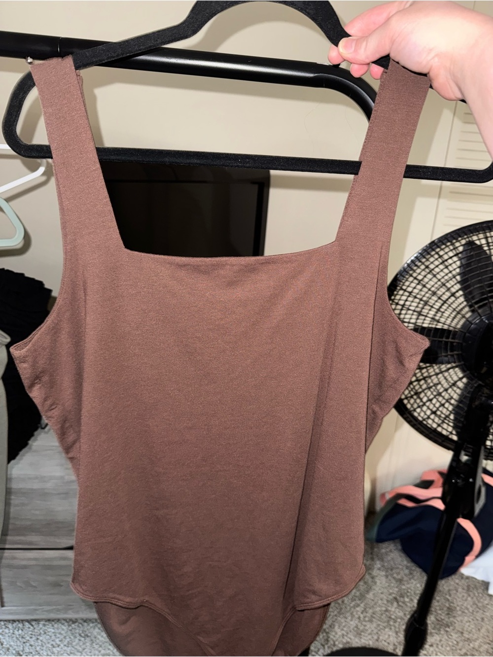 Old Navy Brown Square-Neck Ribbed Bodysuit